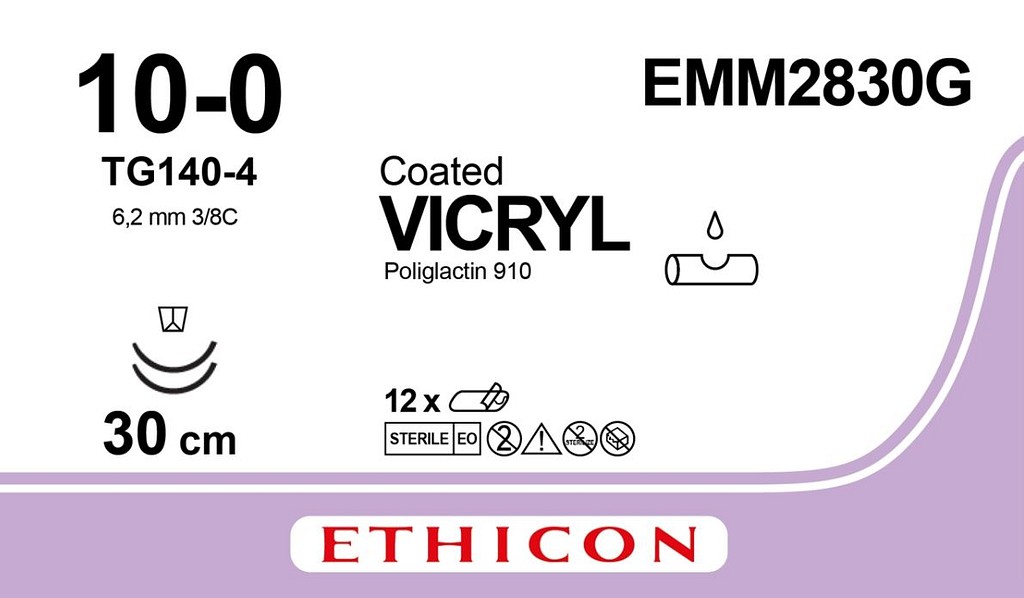 Ethicon Vicryl, sutur,violet, 30 cm, monofil, 2xTG140-4 nål,steril