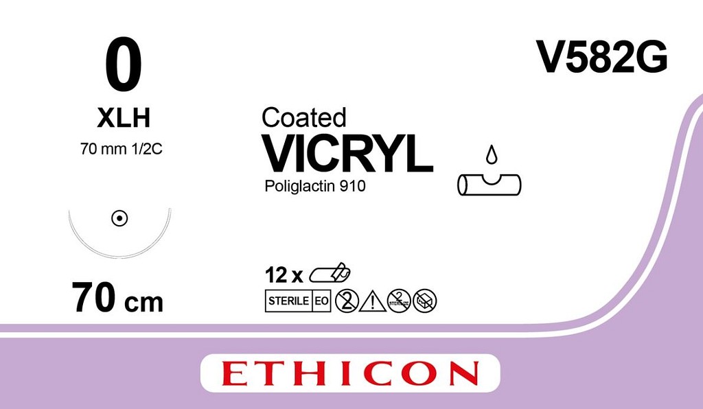Ethicon Vicryl, Sutur, violet, 70 cm, XLH nål, steril, 0