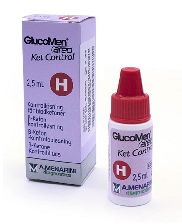GlucoMen, Areo 2K kontrolopløsning, høj, for ketoner, 2,5 ml