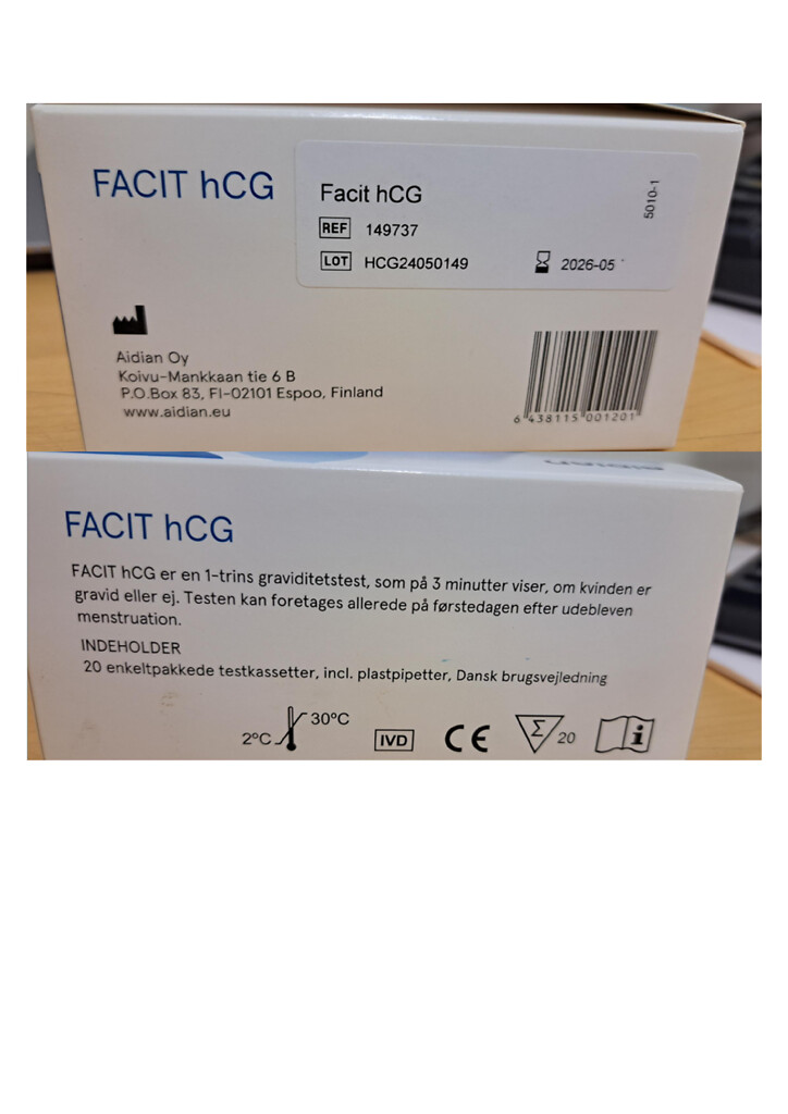 Facit, hCG graviditetstest, platform