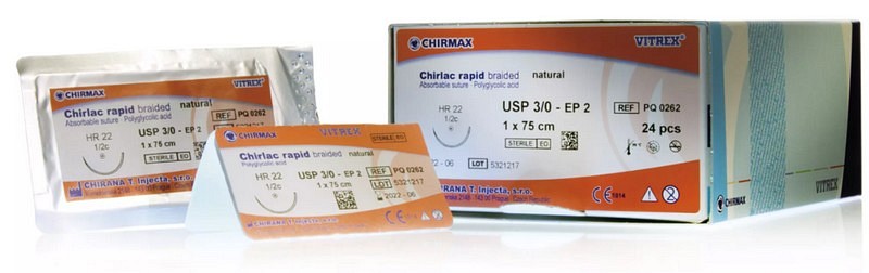 Vitrex Chirlac rapid, sutur, violet, 75 cm, HR 27, steril, 3-0