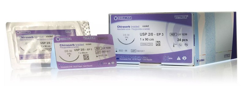Vitrex Chirasorb, sutur, violet, 75 cm, HS 25, steril, 2-0