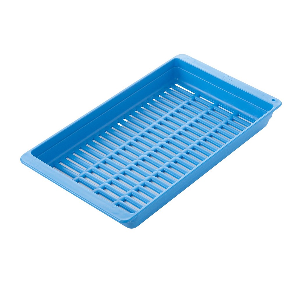 Warwick, instrumentbakke, blå, perforeret bund, 270 mm x 150 mm x 30 mm
