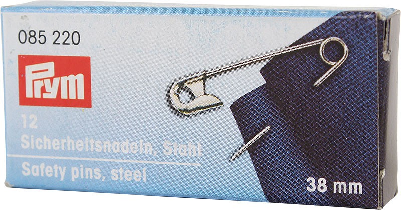 Prym, sikkerhedsnål, nr. 2, 38mm, stålforniklet