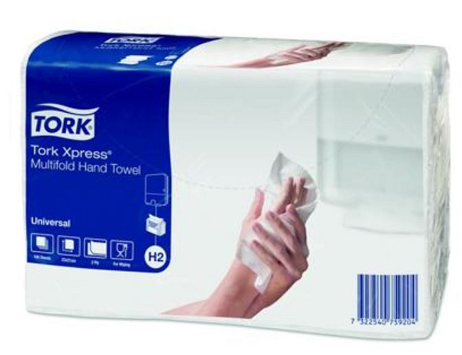 Tork, 2-lags håndklædeark standard, multifold, 23 cm x 21 cm
