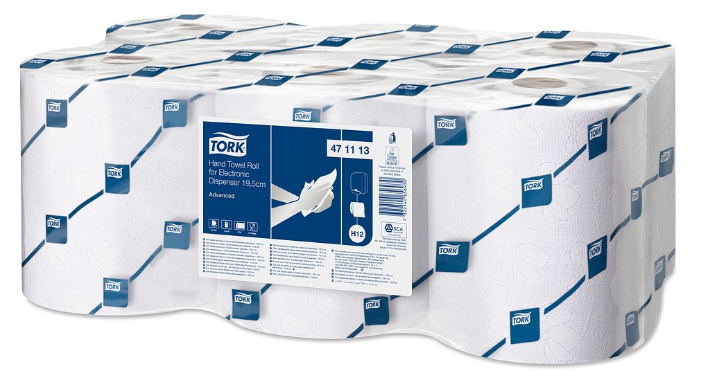Tork Advanced, håndklæderulle, hvid, til elektronisk disp.H12, 19,5 cm x 143 m