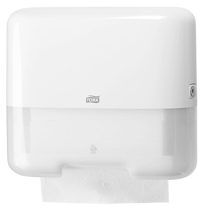 Tork, dispenser til håndklædeark H3 Classic mini, hvid, 291 mm x 332 mm x 135 mm