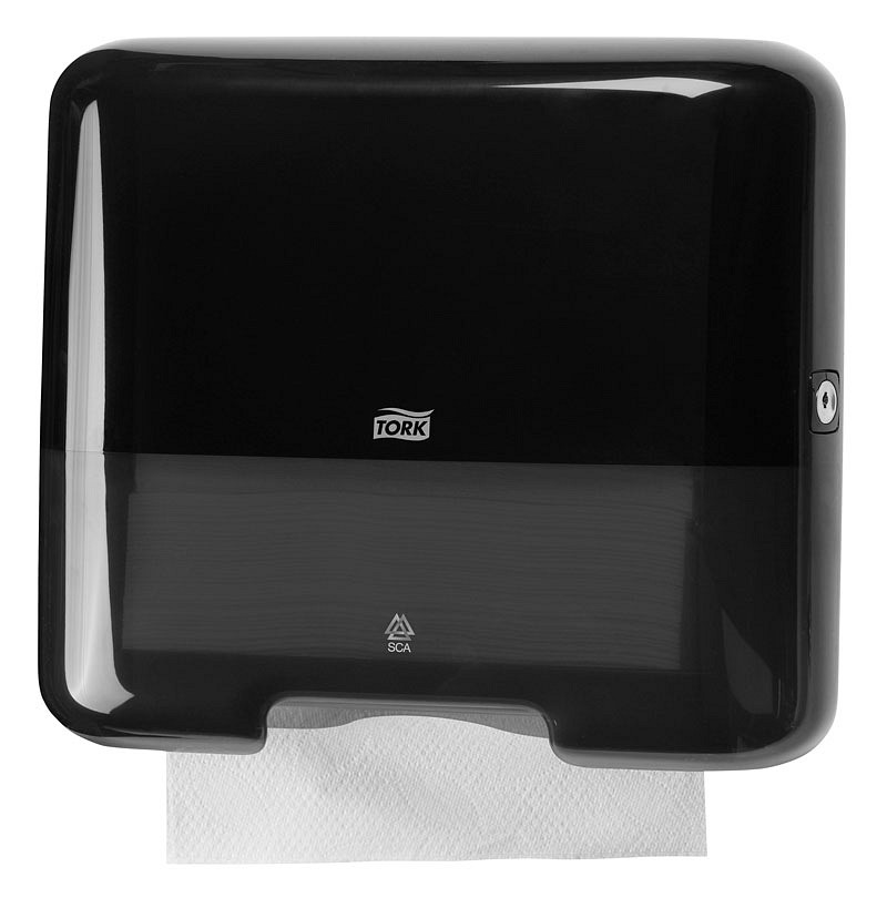 Tork, dispenser til håndklædeark H3 Classic mini, sort, 291 mm x 332 mm x 135 mm