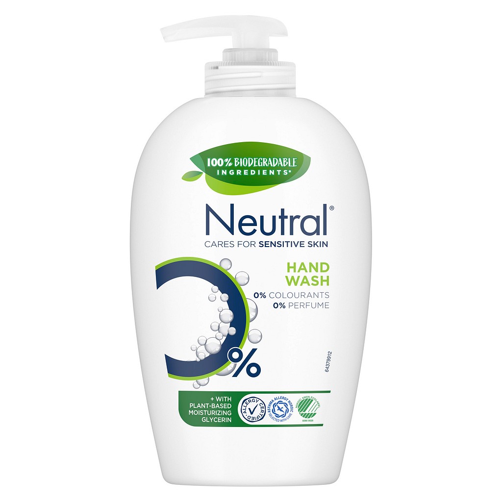 Neutral, flydende sæbe med pumpe, uden parfume, 250 ml