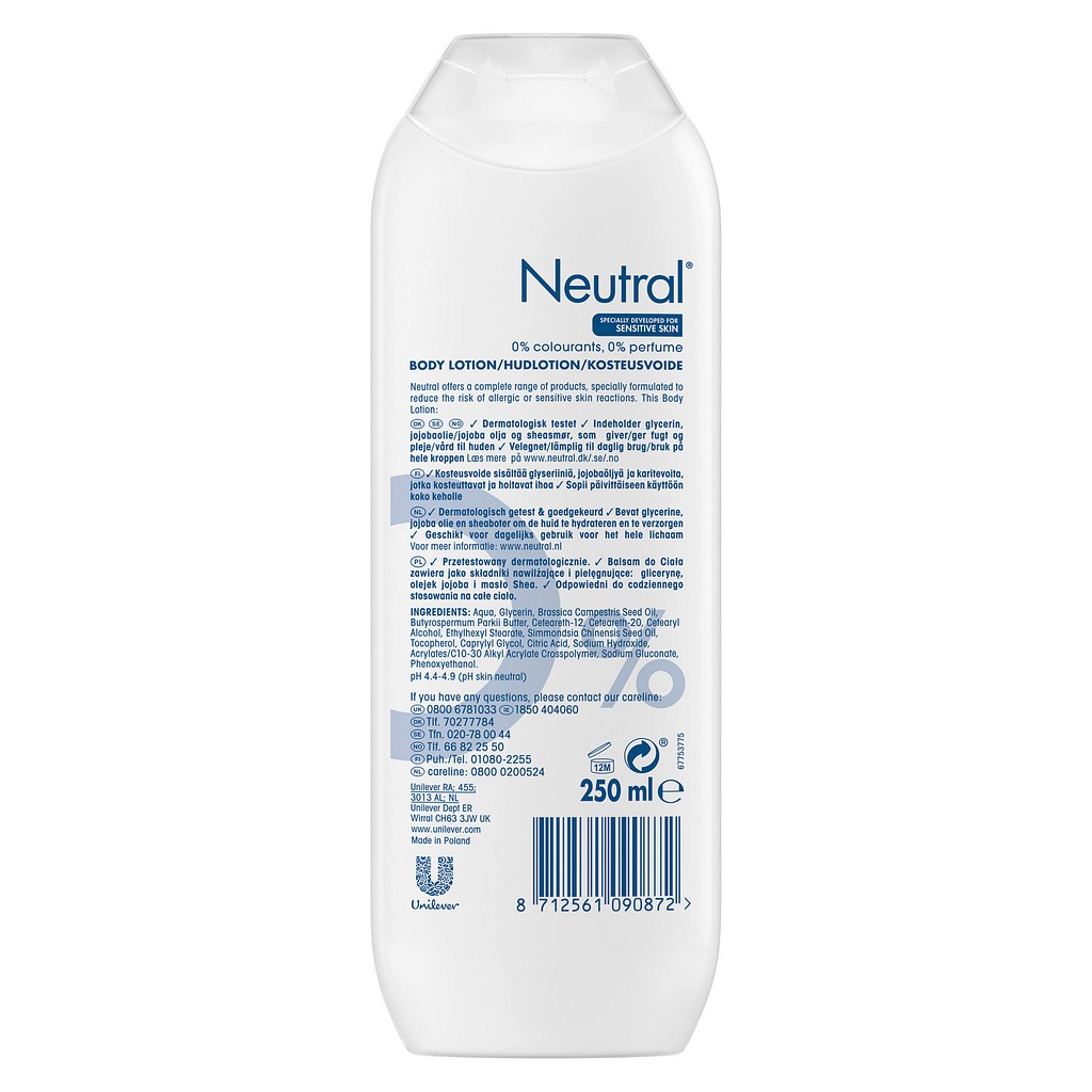 Neutral, lotion, uden parfume, 250 ml