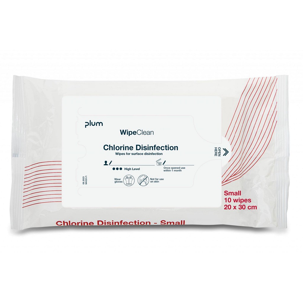 WipeClean, chlorine disinfection, small, hvid/rød, 21 cm x 29 cm