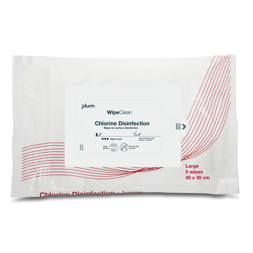 WipeClean, chlorine disinfection, large, hvid/rød, 43 cm x 30 cm