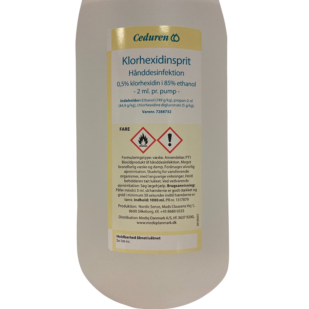 Ceduren, klorhexidinsprit 85% hånddesinfektion med glycerol, 1000 ml