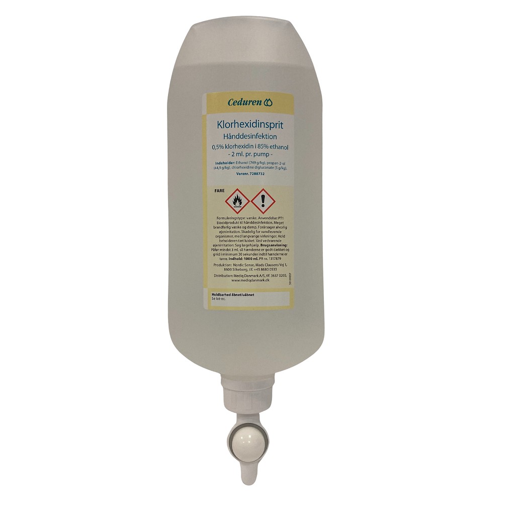 Ceduren, klorhexidinsprit 85% hånddesinfektion med glycerol, 1000 ml