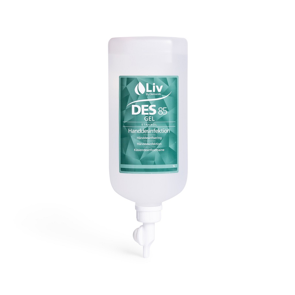 Liv, hånddesinfektion gel 85% m. pumpe til dispenser, 1000 ml