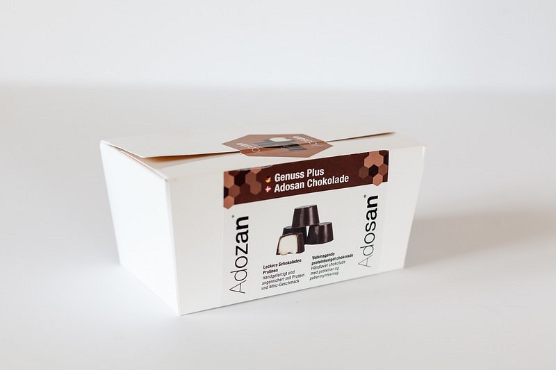 Adozan chokolade, proteinberigelse, mint, 250 g