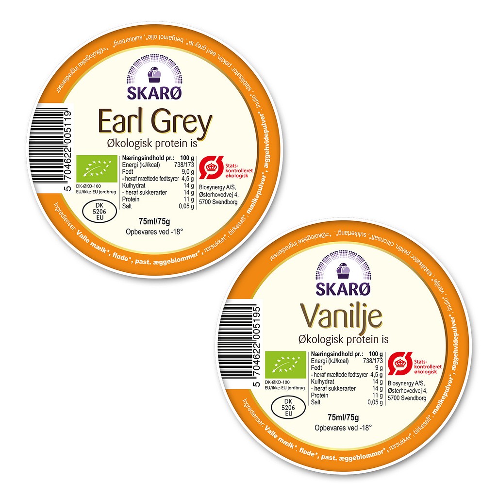 Skarø, mix á vanilje og earl grey, øko protein is, 75 g, 75 g