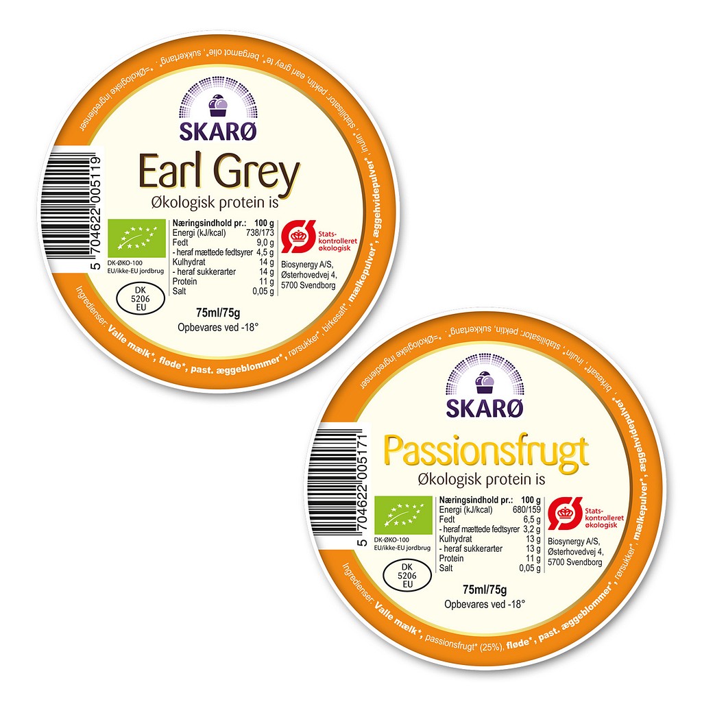 Skarø, passionsfrugt, earl grey, øko protein is, 75 g, 75 g