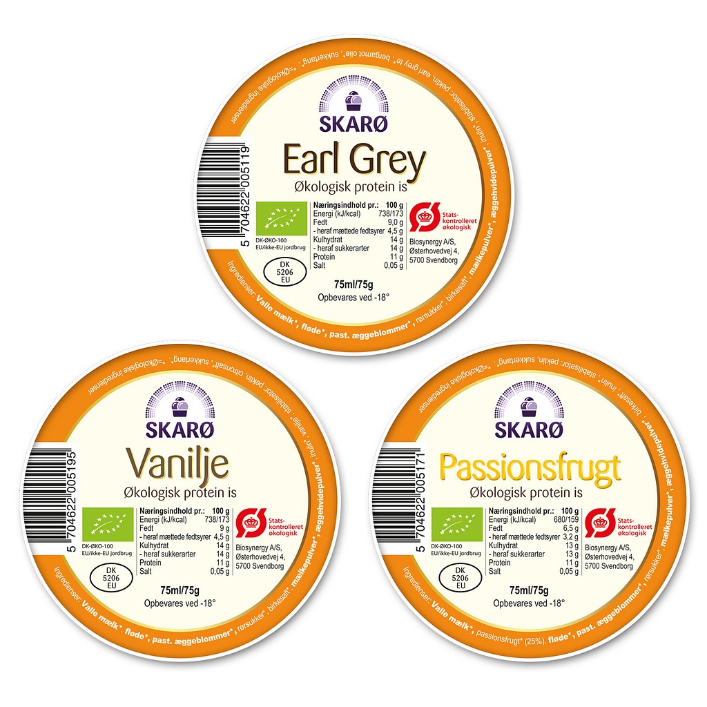 Skarø, vanilje, passionsfrugt, earl grey, øko protein is, 75 g