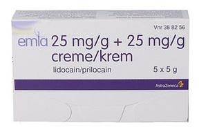 EMLA, Håndkøbsmedicin creme 5%, 5x5g + plaster HF