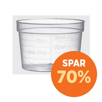 Mediq, bredt medicinmål, med graduering, natur, plast, 30 ml