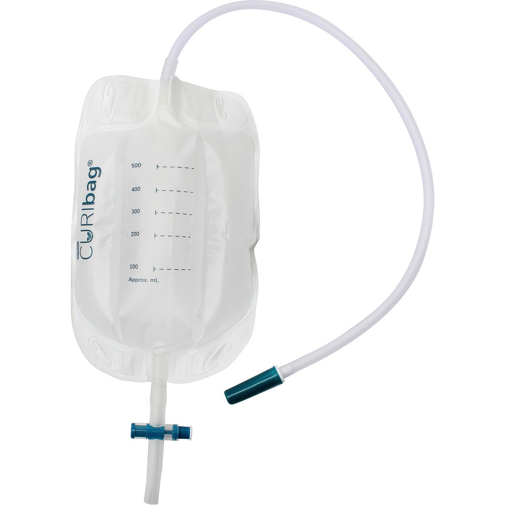 CURIbag Flerkammer, benpose, 50cm just.slange, krydsventil, NW, 500 ml