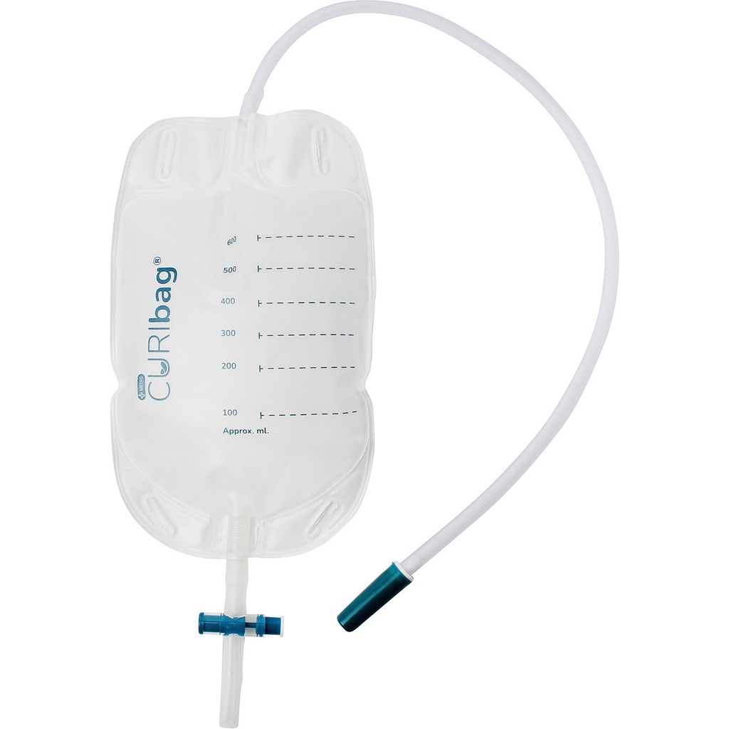 CURIbag, benpose, 50cm just.slange, krydsventil, NW, 600 ml