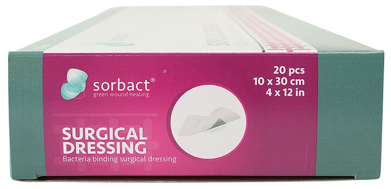 Sorbact Surgical, bandage, sårpude 5x25cm, steril, 10 cm x 30 cm