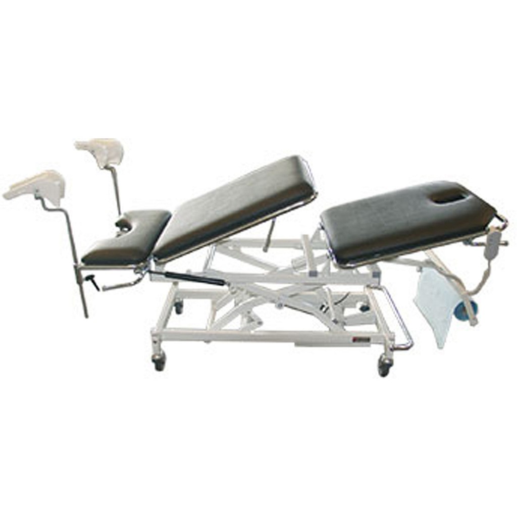 Rehab Care undersøgelsesleje, 3-delt, gyn, sort, næsehul, el jur. hånd, trendele, 200 cm x 70 cm x 47-101 cm