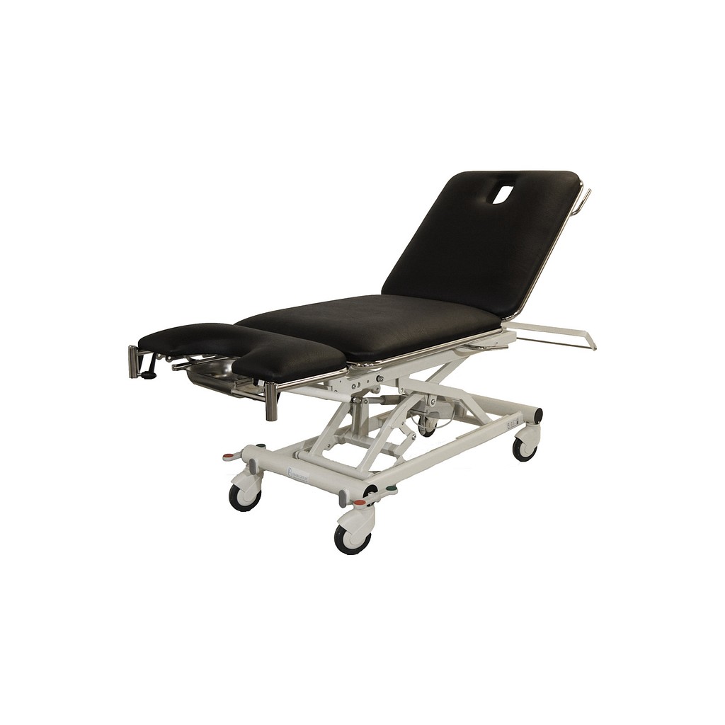 Rehab Care undersøgelsesleje, 3-delt, gyn, sort, næsehul, el jur. fod, trendele, 200 cm x 70 cm x 47-101 cm