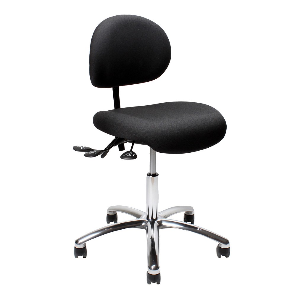 Vela Latin 100, Stol,sort, siddeh. 44-64cm, sort pols.ramme,5 hjul