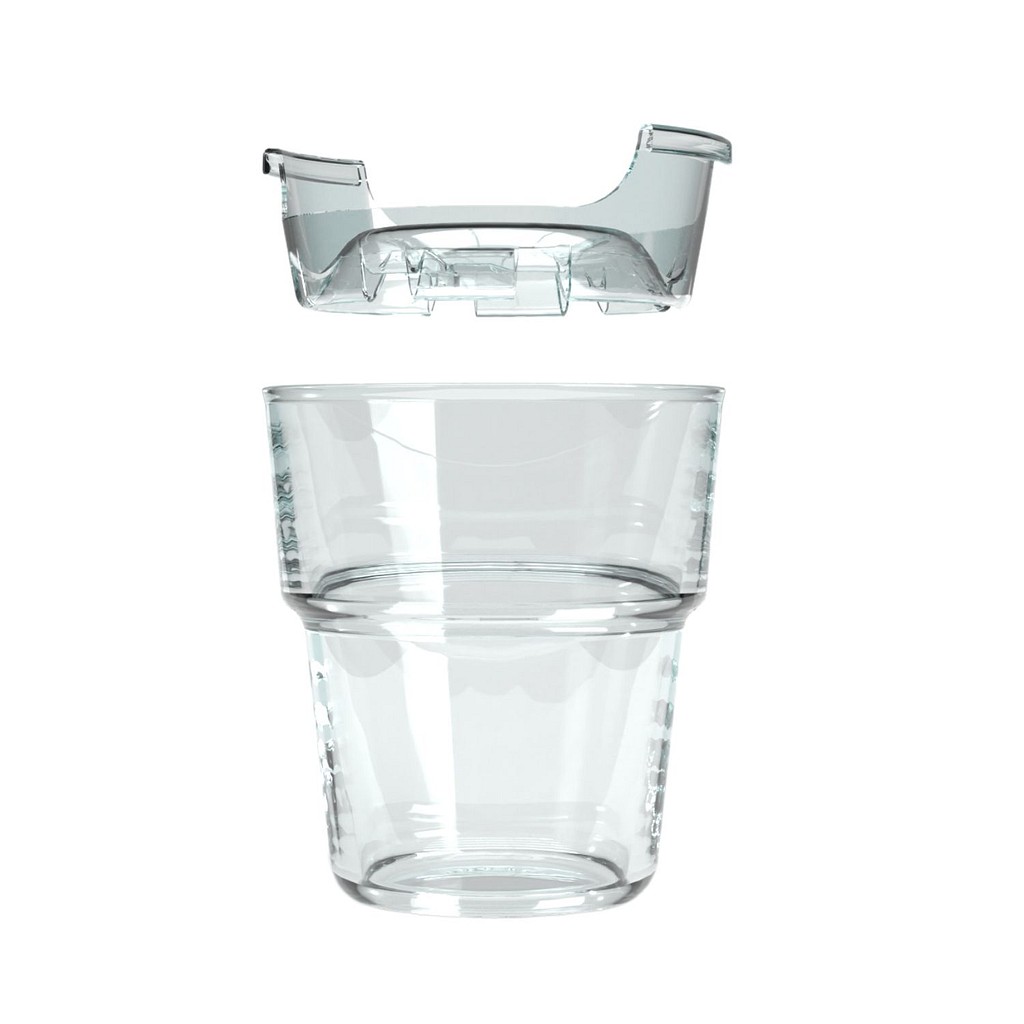 Drinksaver, glas og låg i gaveæske