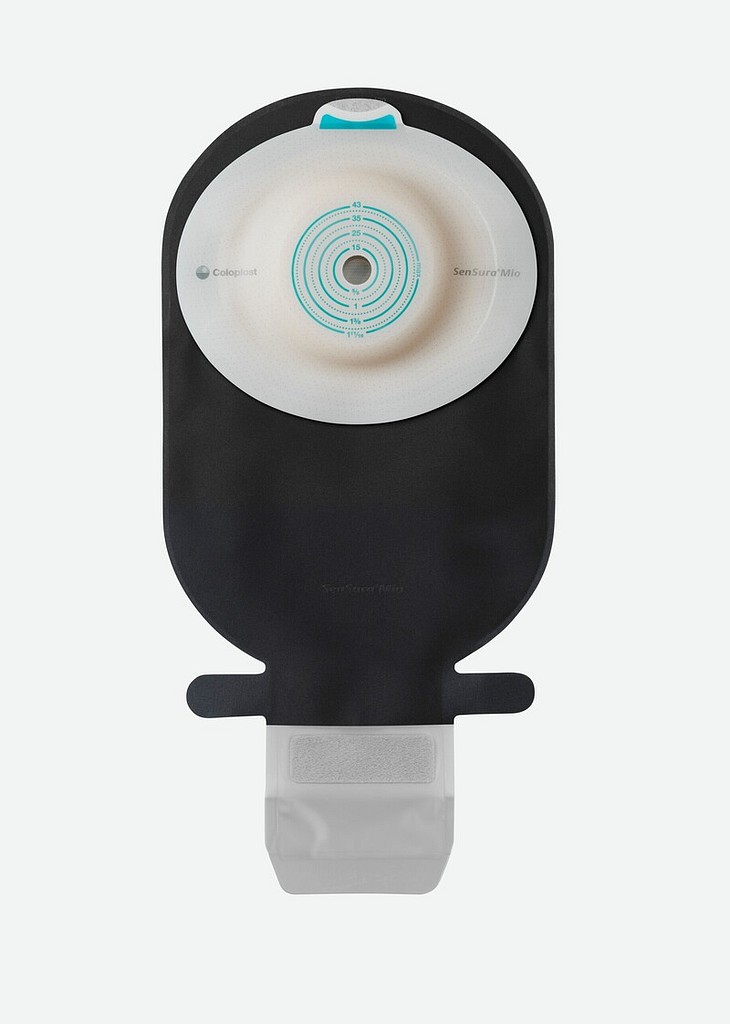 SenSura Mio Convex Dyb, 1-dels ileostomipose, Midi, vindue, sort, Ø 10-23 mm