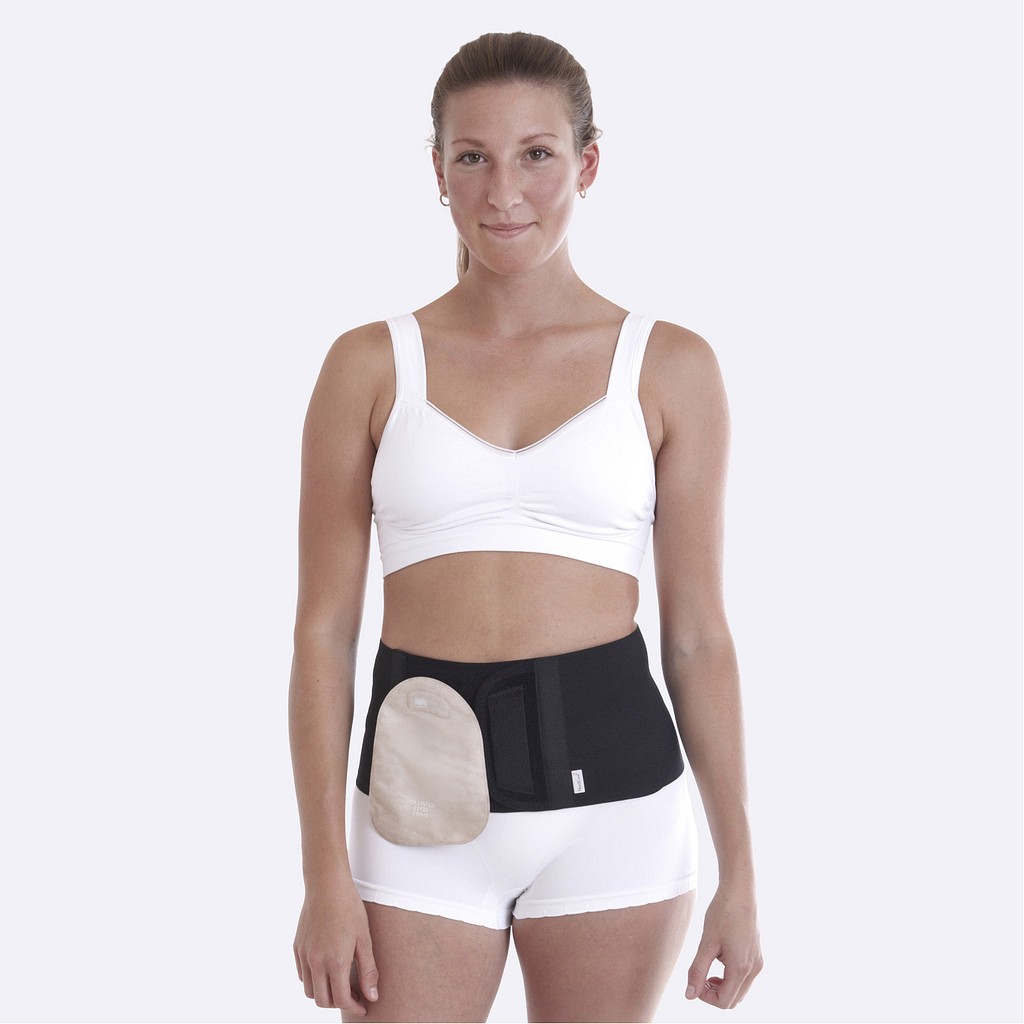Nordicare Stomi BAS bælte, velcro, klipbar, sort, L: 90-105 cm, H: 16 cm, medium