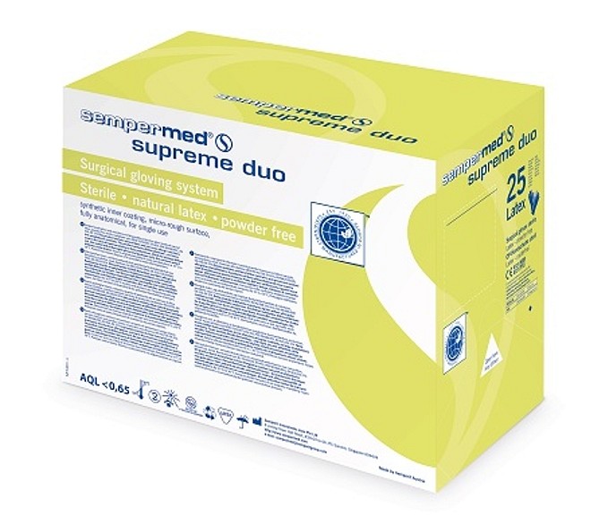 Sempermed Supreme DUO, latex OP dobbel indikatorhandske, steril, str. 5,5