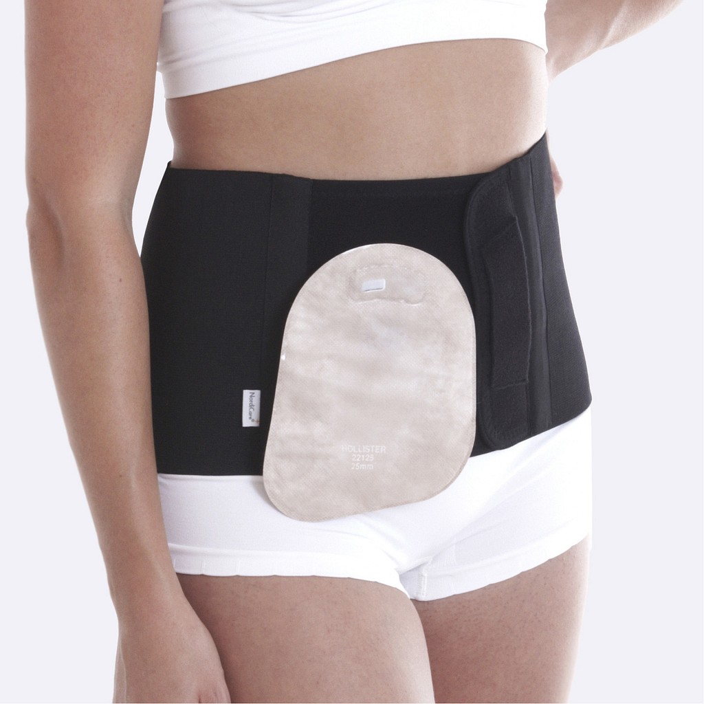 Nordicare Stomi BAS bælte, velcro, klipbar, sort, L: 80-95 cm, H: 20 cm, small