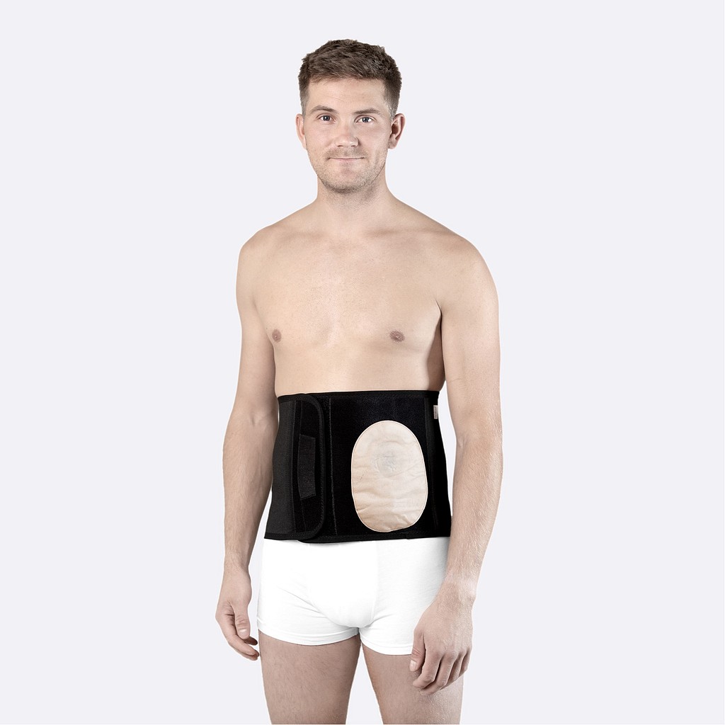 Nordicare Stomi BAS bælte, velcro, klipbar, sort, L: 90-105 cm, H: 25 cm, medium