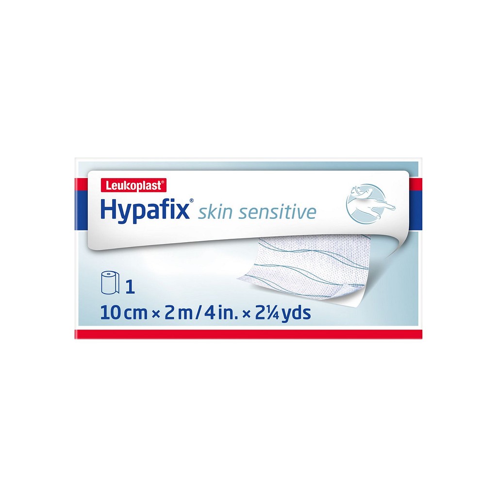 Hypafix skin sensitive, fikseringsplaster, med silikoneklæb, rulle, 10 cm x 2 m