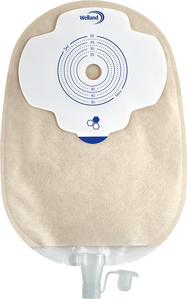 Aurum Plus, 1-dels urostomipose, Maxi, sand, hul 25 mm, med Manuka honning