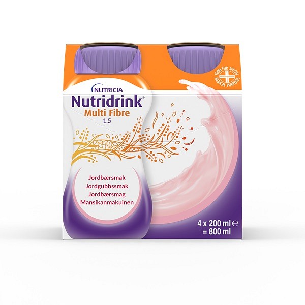 Nutridrink Multi Fibre, jordbær, 200 ml
