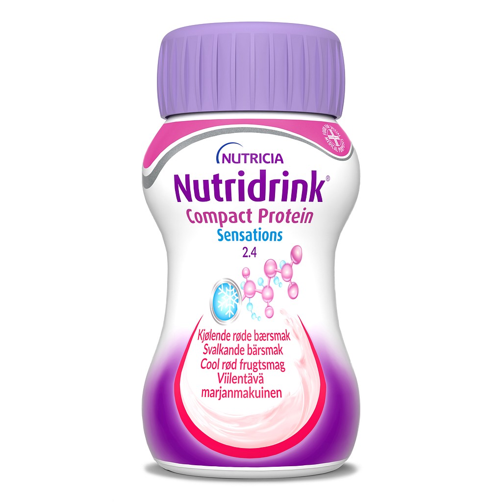 Nutridrink Compact Protein Sen, cool rød frugtsmag, 125 ml