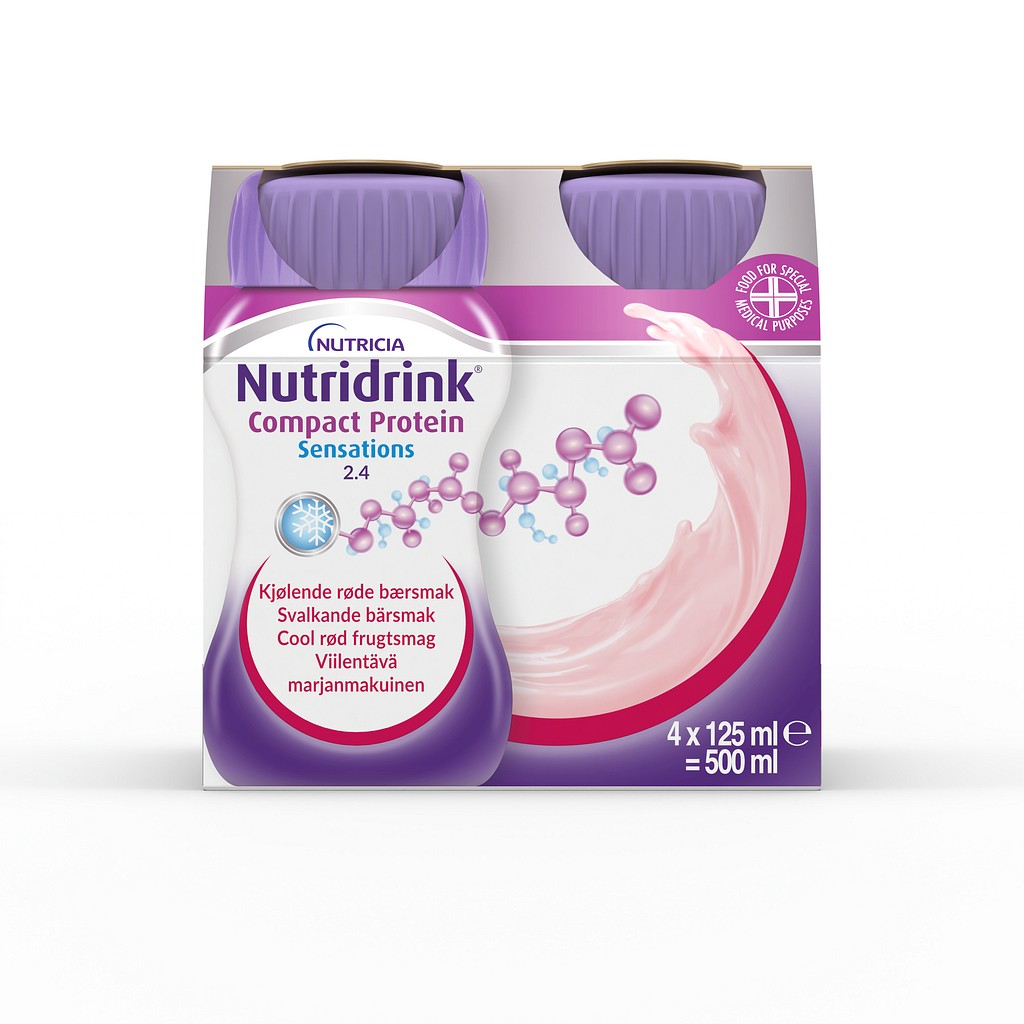 Nutridrink Compact Protein Sen, cool rød frugtsmag, 125 ml
