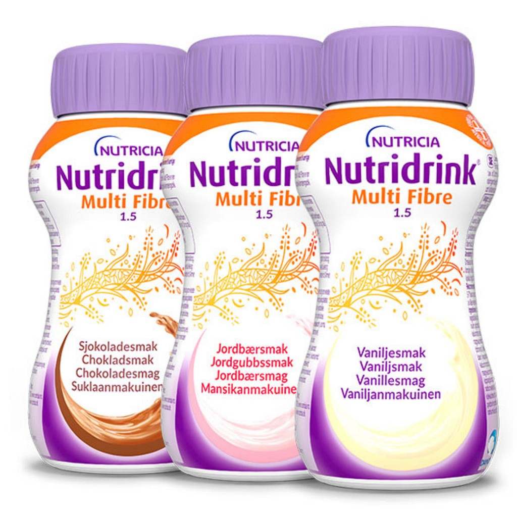 Nutridrink Multi Fibre, mix-pakke, forskellige smage, 200 ml