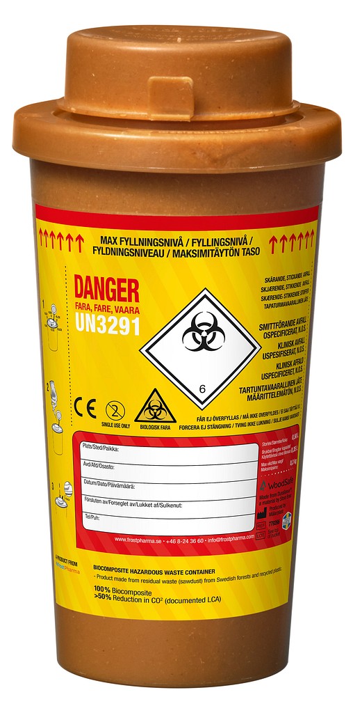 WoodSafe biokomposiitti riskijäteastia 0,5 l