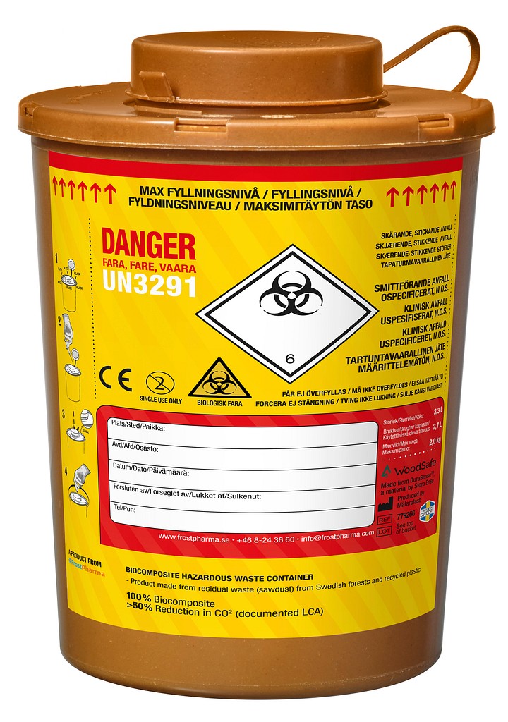 WoodSafe biokomposiitti riskijäteastia 3,0 l