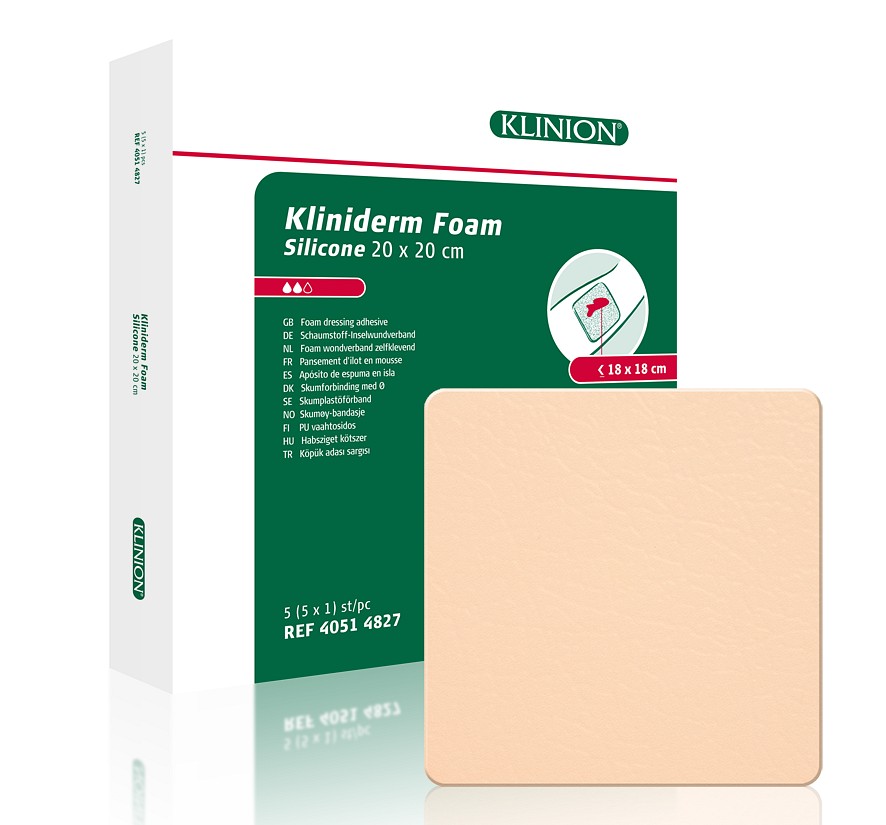 Kliniderm Foam Silicone silikonivaahtosidos 20 x 20 cm