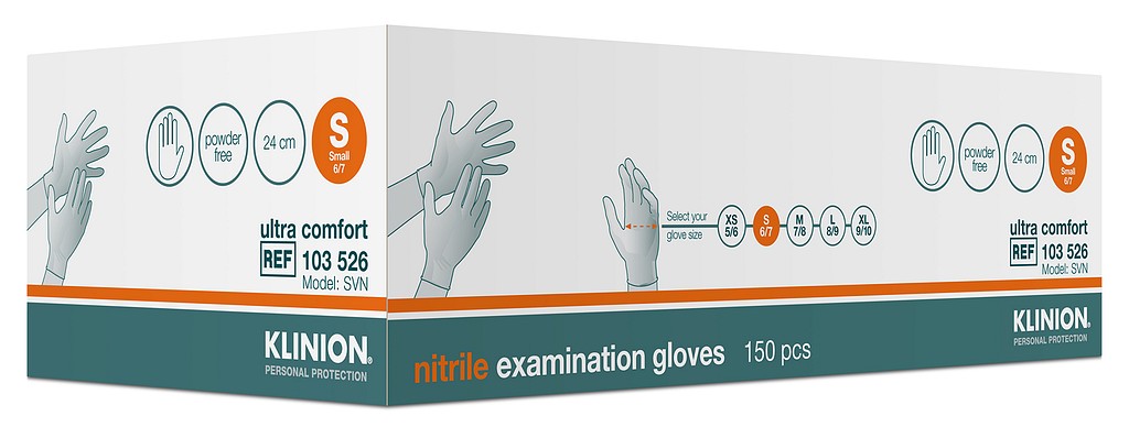 Klinion Ultra Comfort tutkimuskäsine nitriili valkoinen S