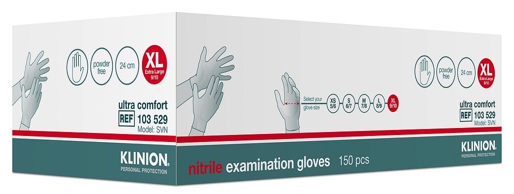 Klinion Ultra Comfort tutkimuskäsine nitriili valkoinen XL