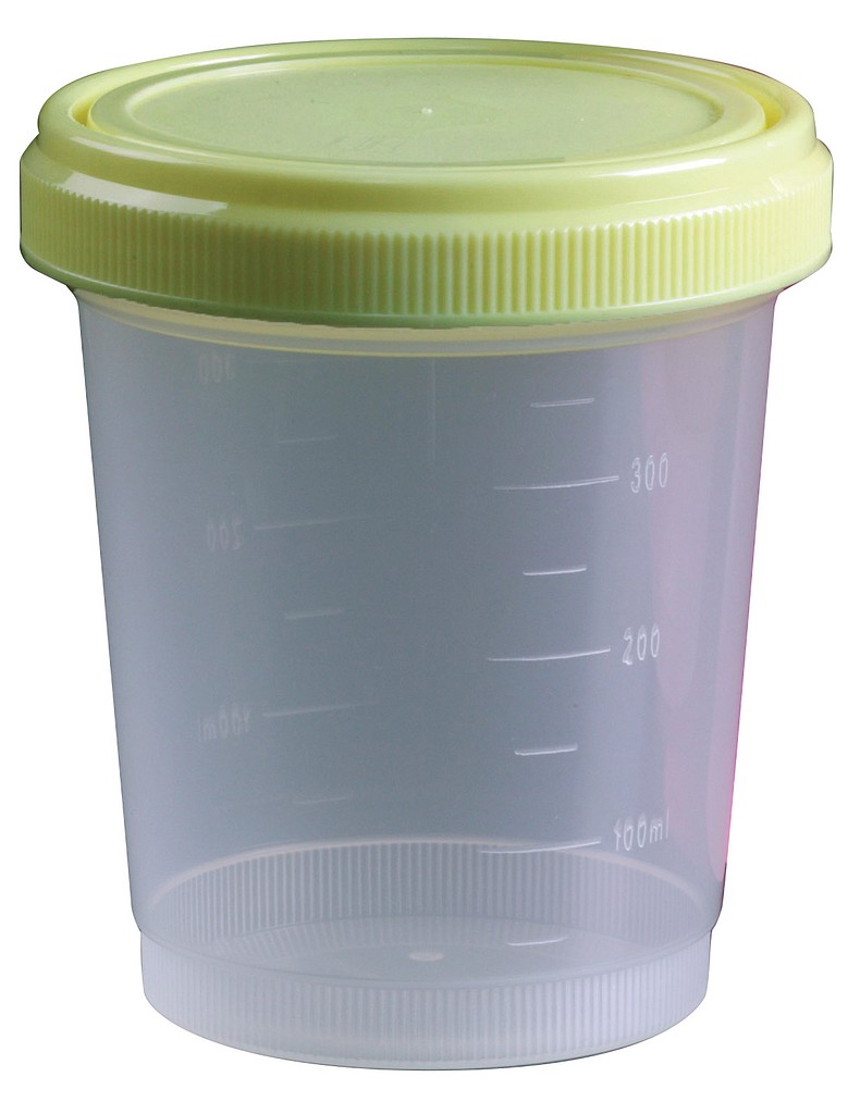 Näytepurkki 500 ml PP keltainen kierrekansi
