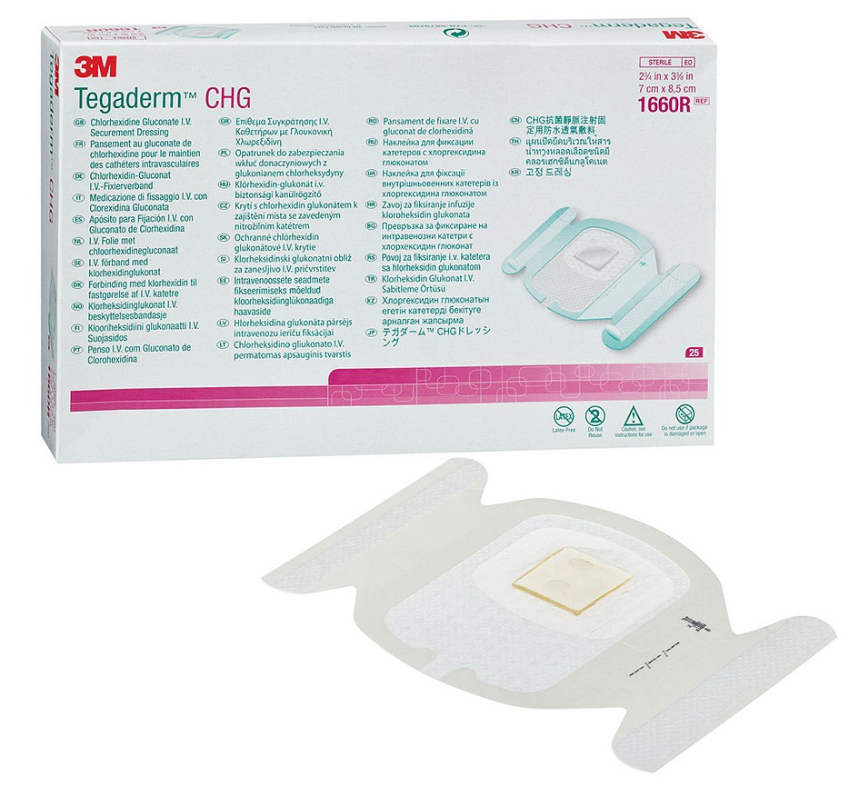 3M Tegaderm CHG IV -suojasidos 1660R, 7 cm x 8,5 cm